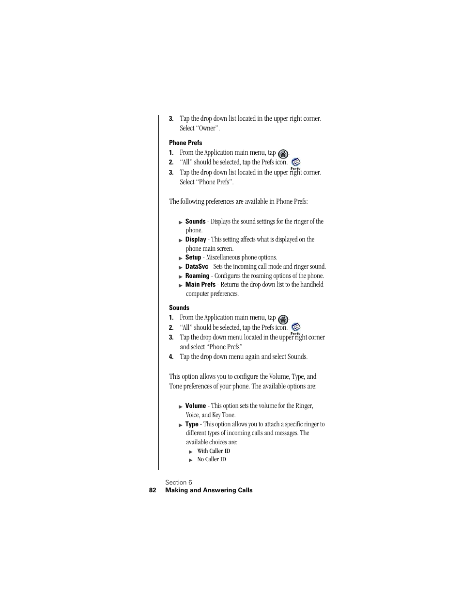 Phone prefs, Sounds | Samsung SPH-I300 User Manual | Page 85 / 313
