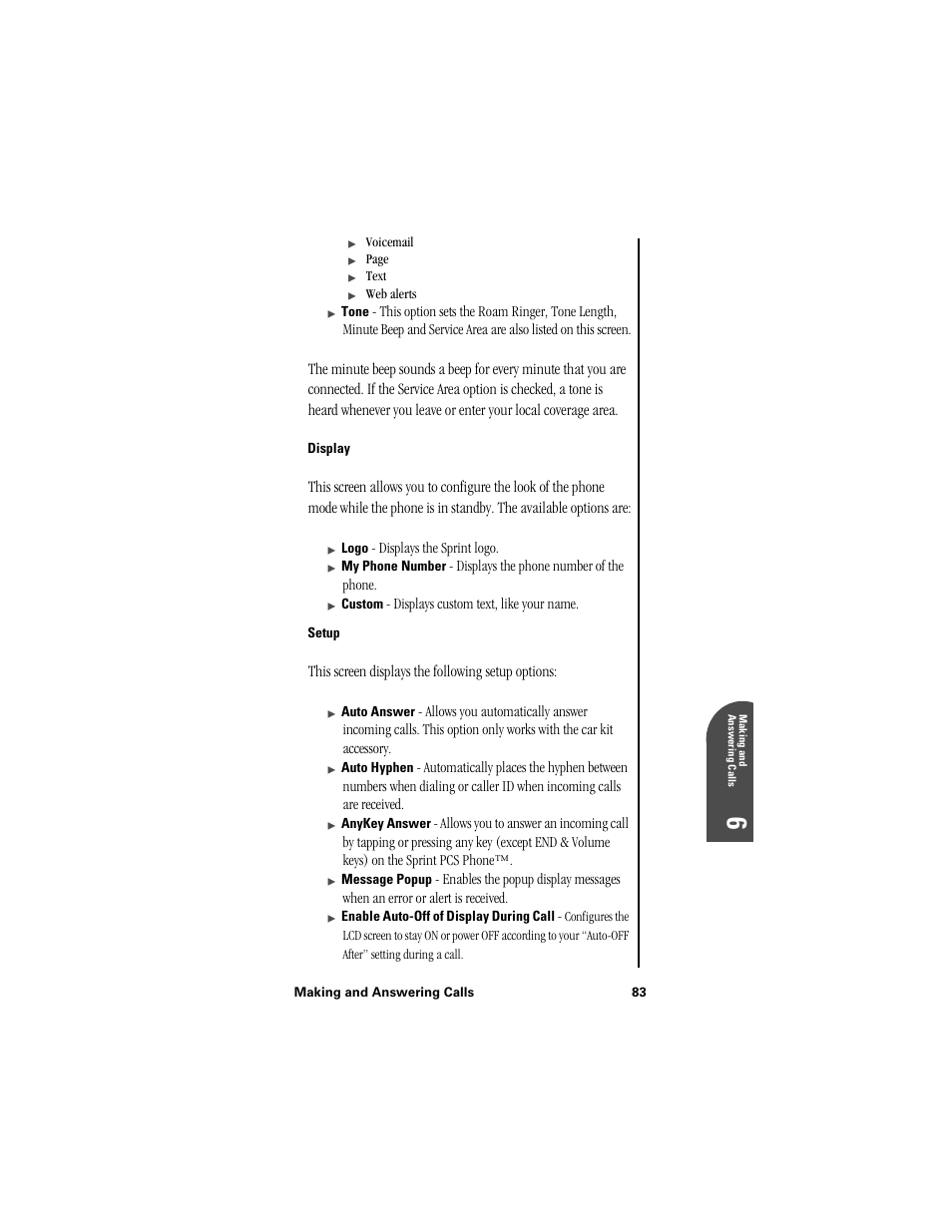 Display, Setup | Samsung SPH-I300 User Manual | Page 86 / 313