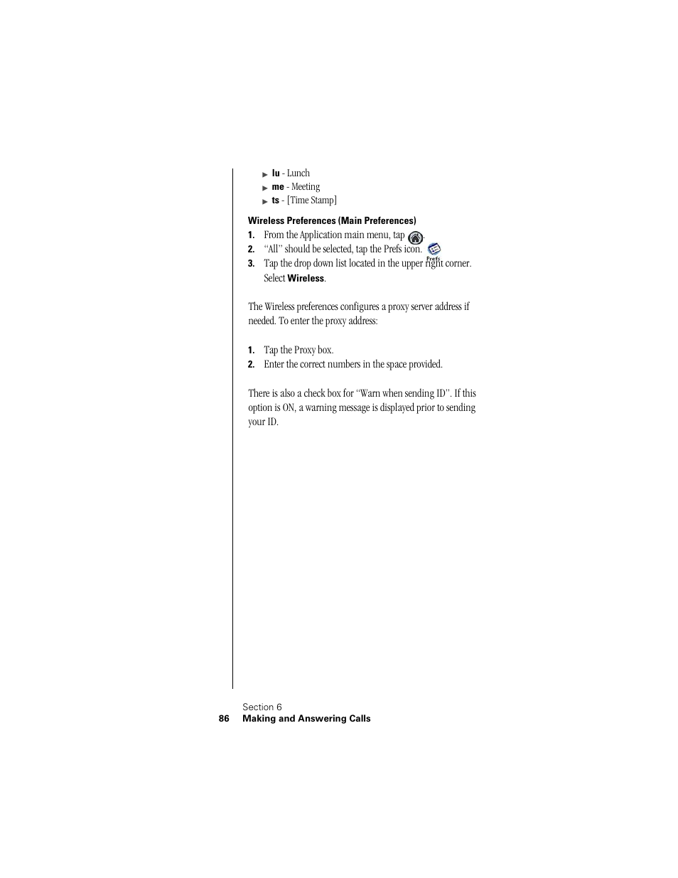Wireless preferences (main preferences) | Samsung SPH-I300 User Manual | Page 89 / 313