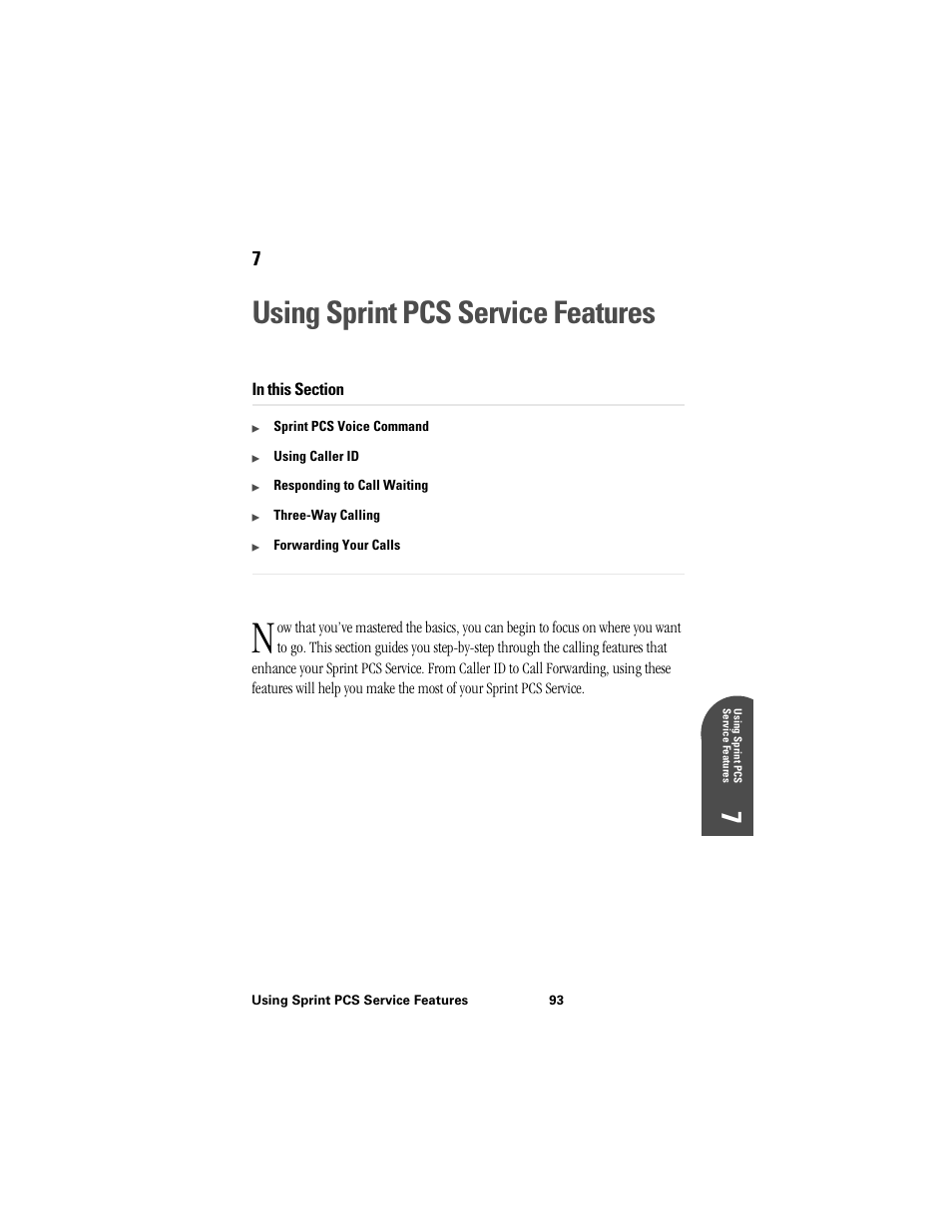 Using sprint pcs service features, 7us 7 | Samsung SPH-I300 User Manual | Page 96 / 313