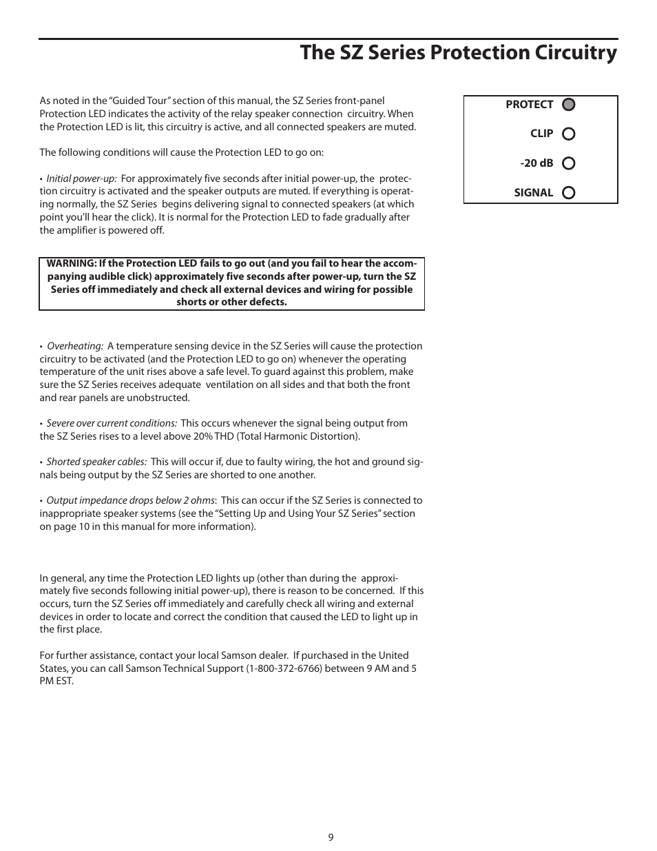 The sz series protection circuitry | Samson POWER AMPLIFERS SZ1120 User Manual | Page 13 / 20