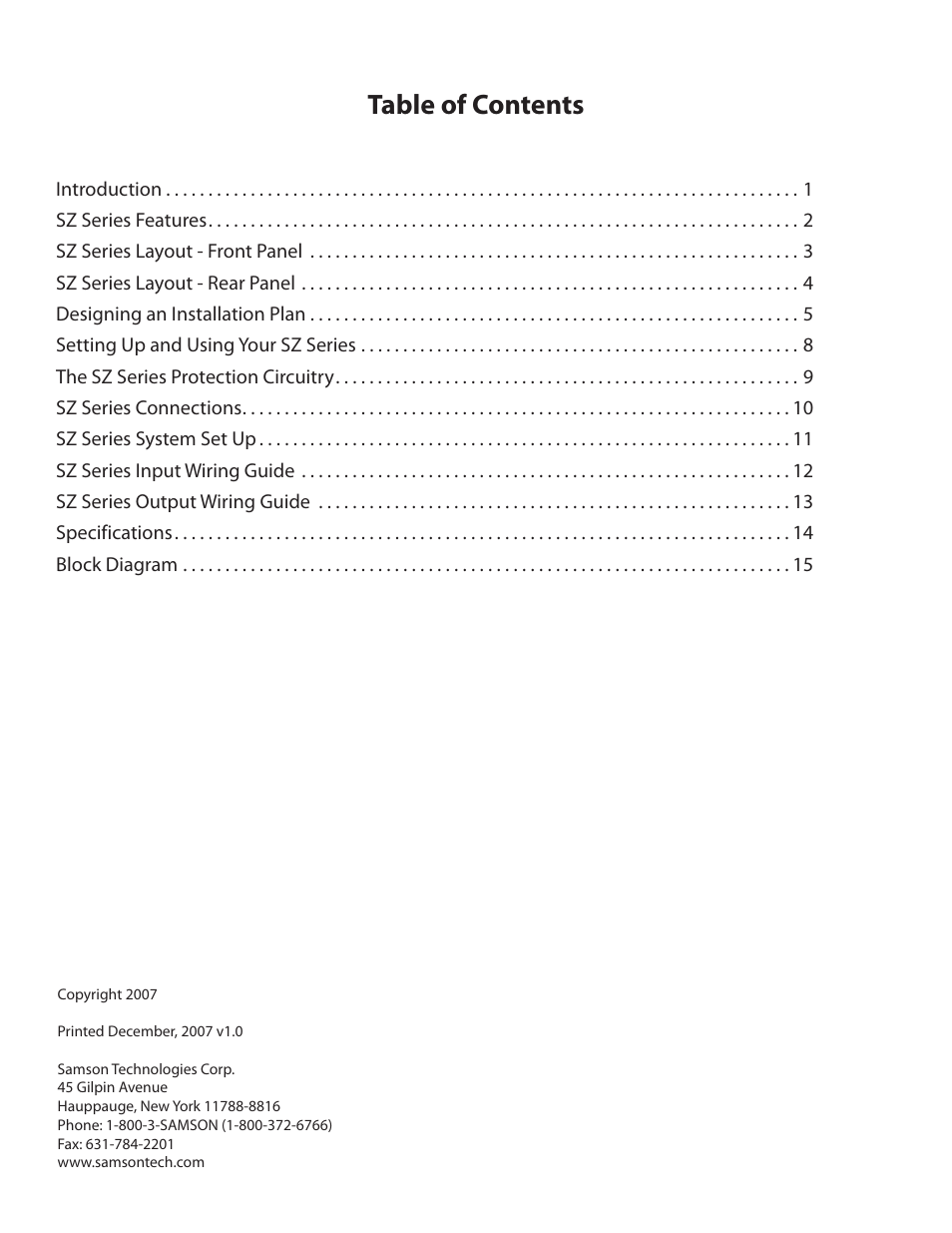 Samson POWER AMPLIFERS SZ1120 User Manual | Page 4 / 20