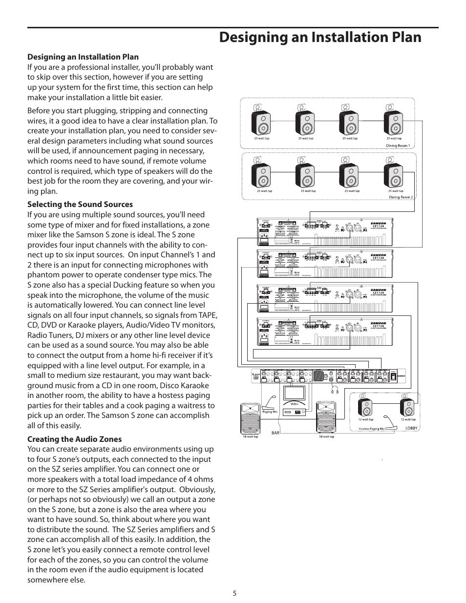 Designing an installation plan | Samson POWER AMPLIFERS SZ1120 User Manual | Page 9 / 20