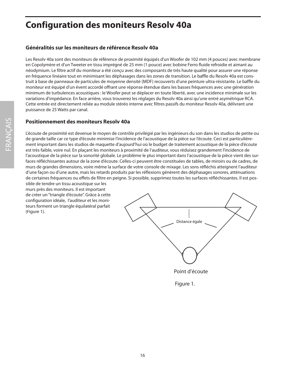 Configuration des moniteurs resolv 40a, Fr anç ais | Samson Studio Reference Monitor System Resolv 40a User Manual | Page 20 / 64