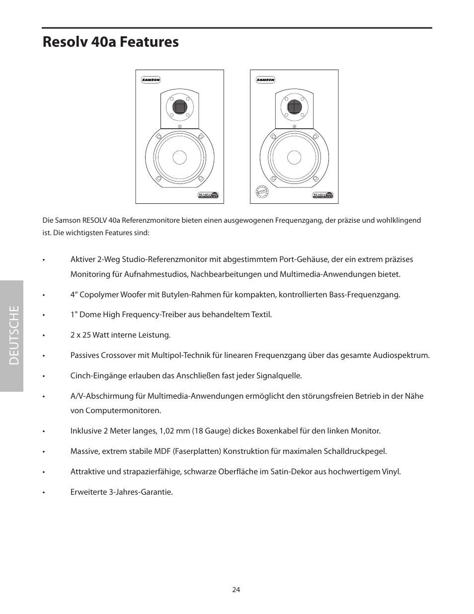 Resolv 40a features, Deut sche | Samson Studio Reference Monitor System Resolv 40a User Manual | Page 28 / 64