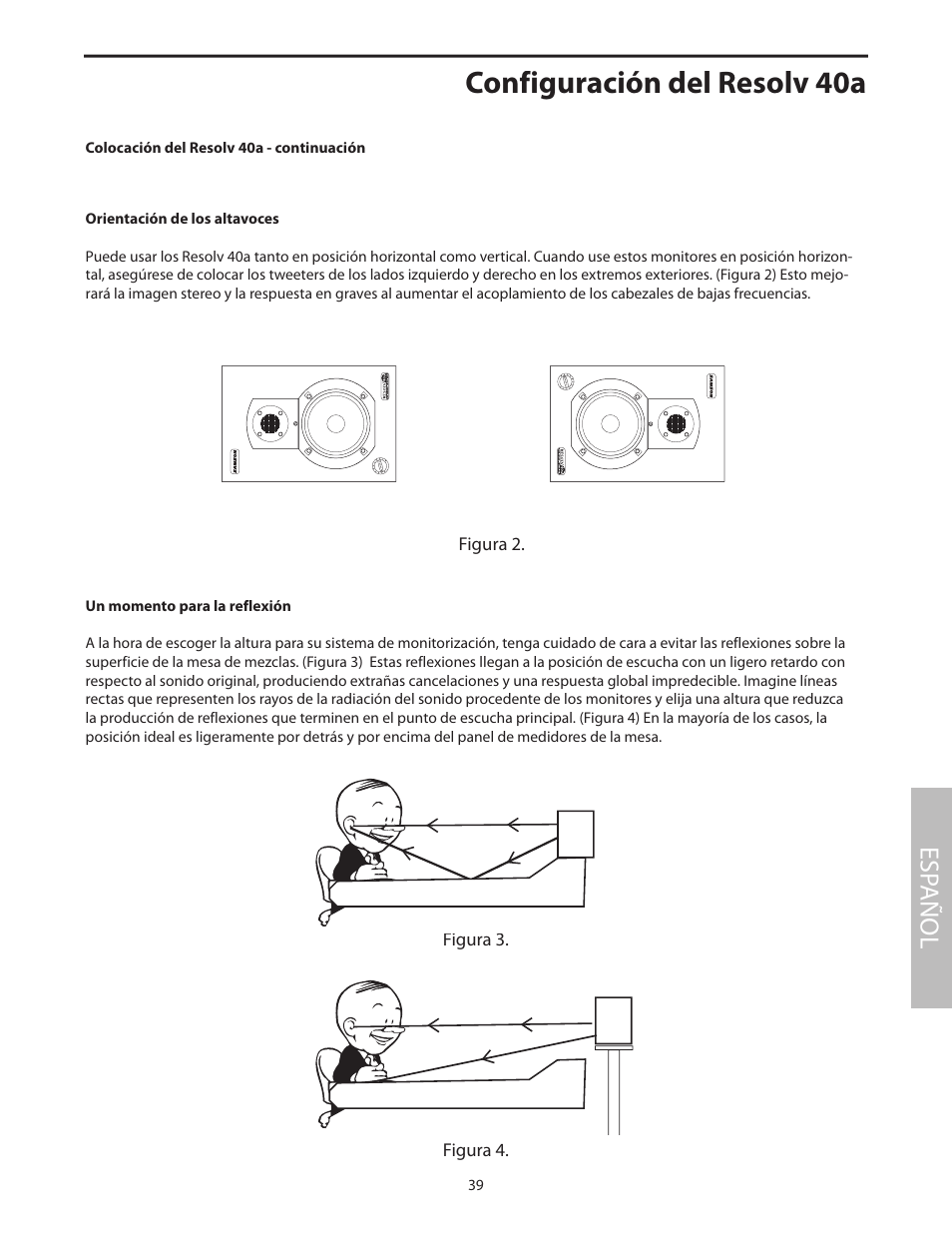 Configuración del resolv 40a, Esp añol | Samson Studio Reference Monitor System Resolv 40a User Manual | Page 43 / 64
