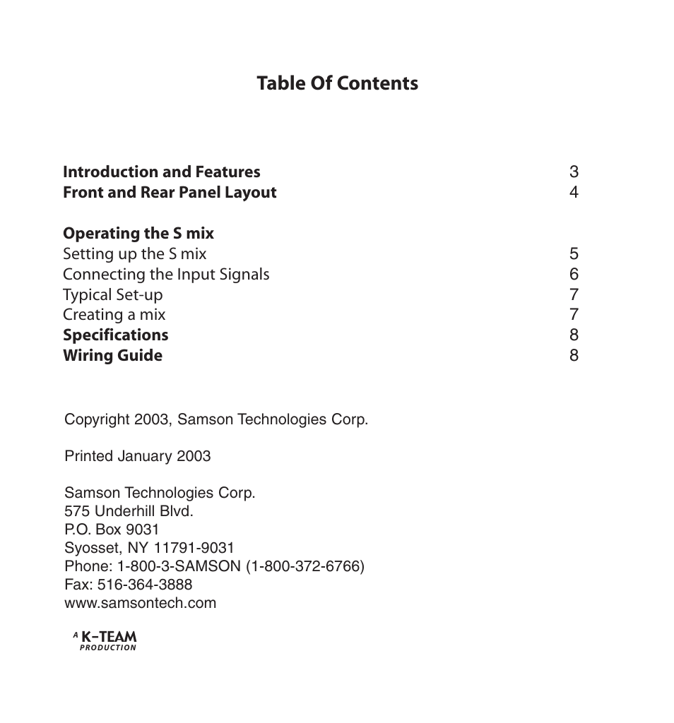 Samson CHANNEL MIXER User Manual | Page 2 / 8