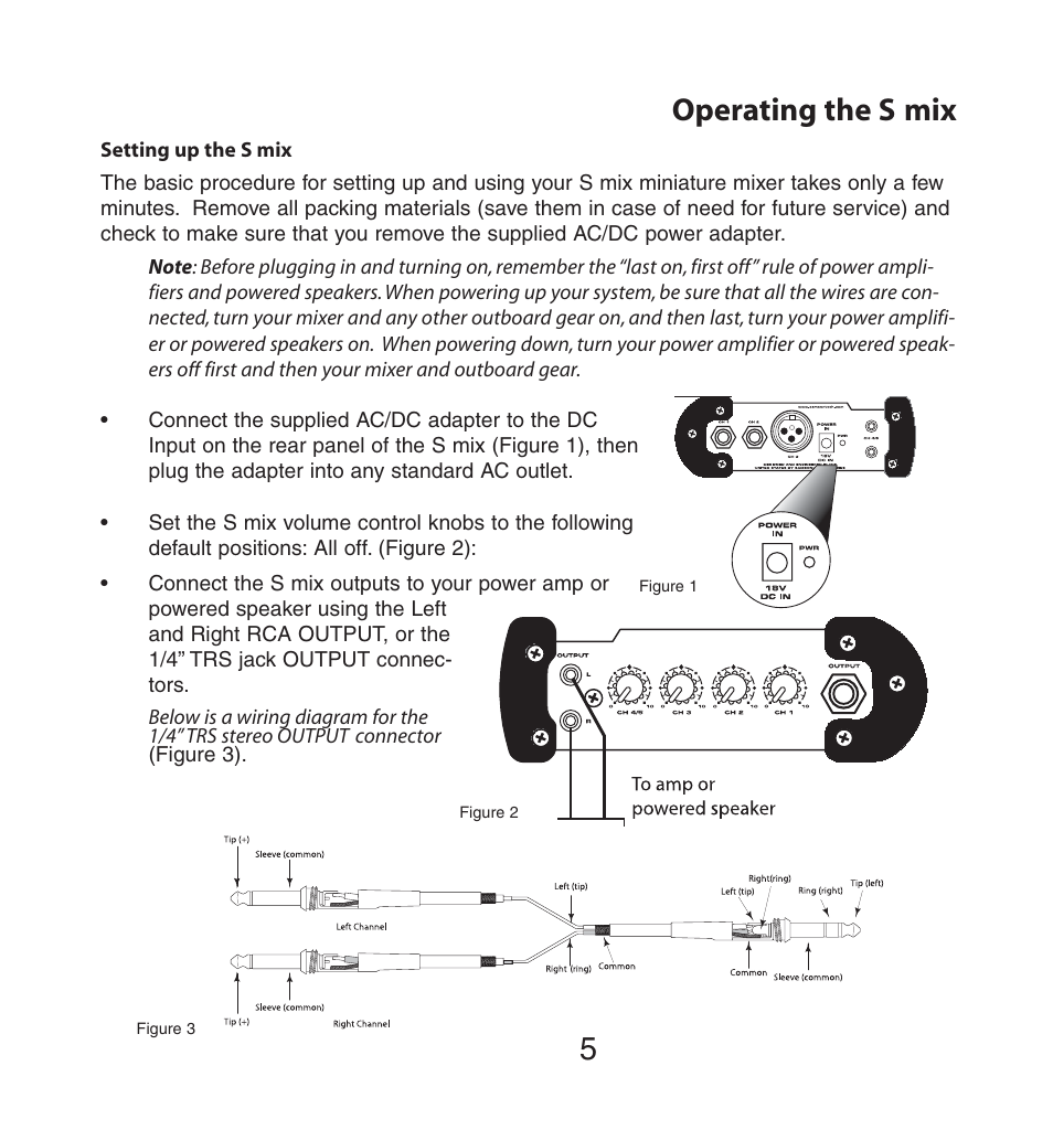 Operating the s mix, Setting up the s mix, 5operating the s mix | Samson CHANNEL MIXER User Manual | Page 5 / 8