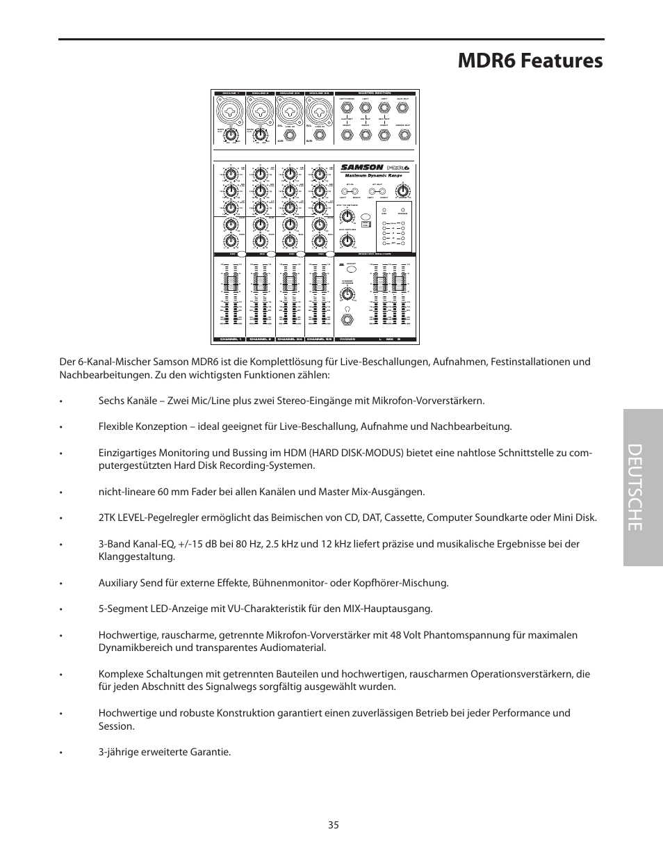 Mdr6 features, Deut sche | Samson MDR6 User Manual | Page 37 / 76