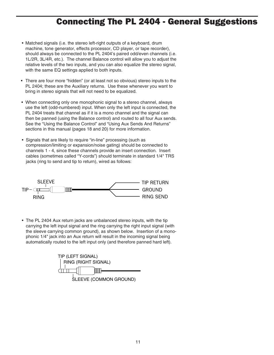 Connecting the pl 2404 - general suggestions | Samson PL2404 User Manual | Page 13 / 31