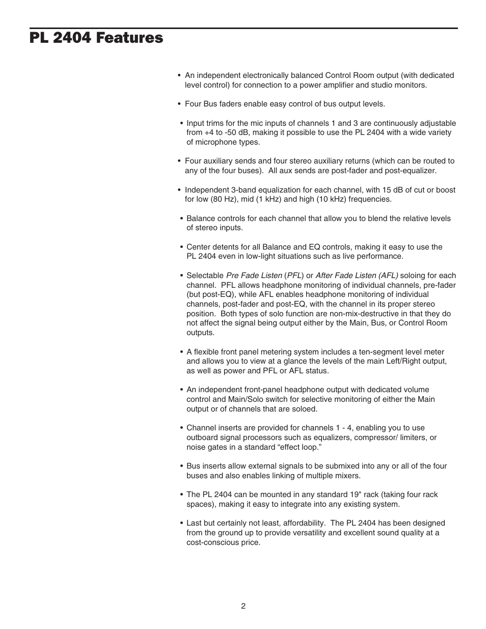 Pl 2404 features, Pl 2404 features 1 | Samson PL2404 User Manual | Page 4 / 31