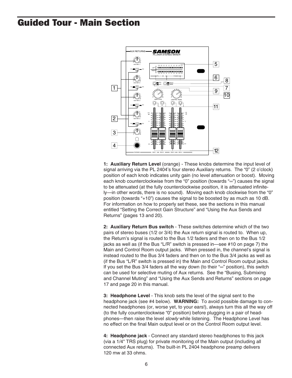 Main section, Main section 6, Samson | Samson PL2404 User Manual | Page 8 / 31