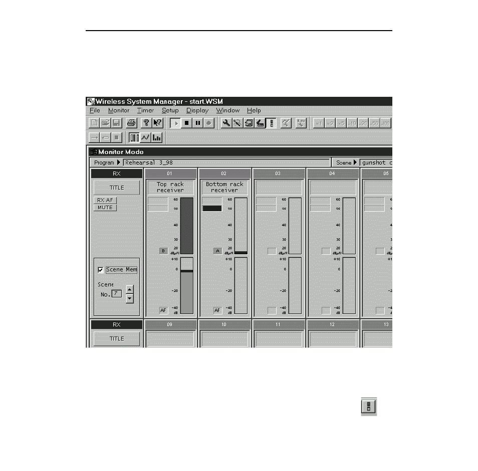 Simple monitor screen, The simple monitor screen 11, The simple monitor screen | Samson WSM Wireless System Manager for Windows 95 User Manual | Page 13 / 19