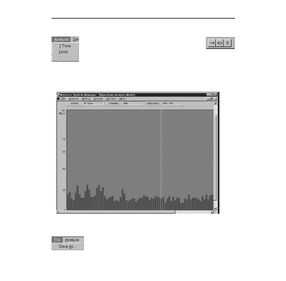 Spectrum analyze mode | Samson WSM Wireless System Manager for Windows 95 User Manual | Page 18 / 19