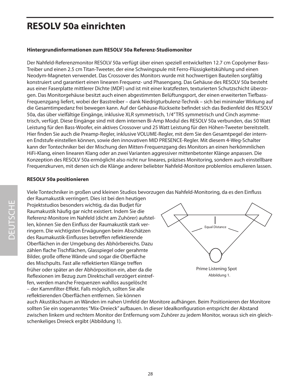 Resolv 50a einrichten, Resolv 50a positionieren, Deut sche | Samson Resolv 50a User Manual | Page 30 / 52