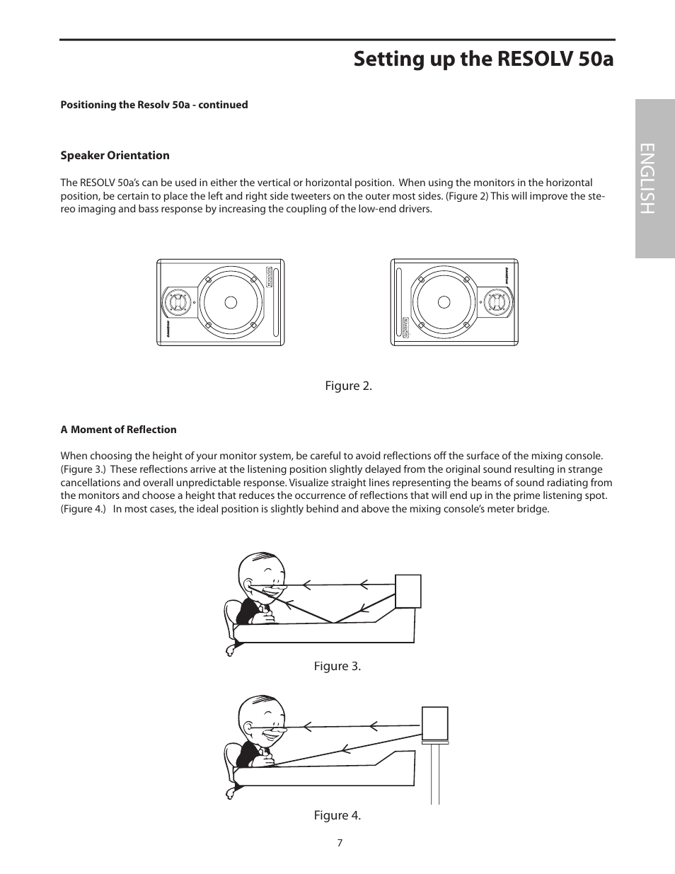 Speaker orientation, Setting up the resolv 50a, English | Samson Resolv 50a User Manual | Page 9 / 52