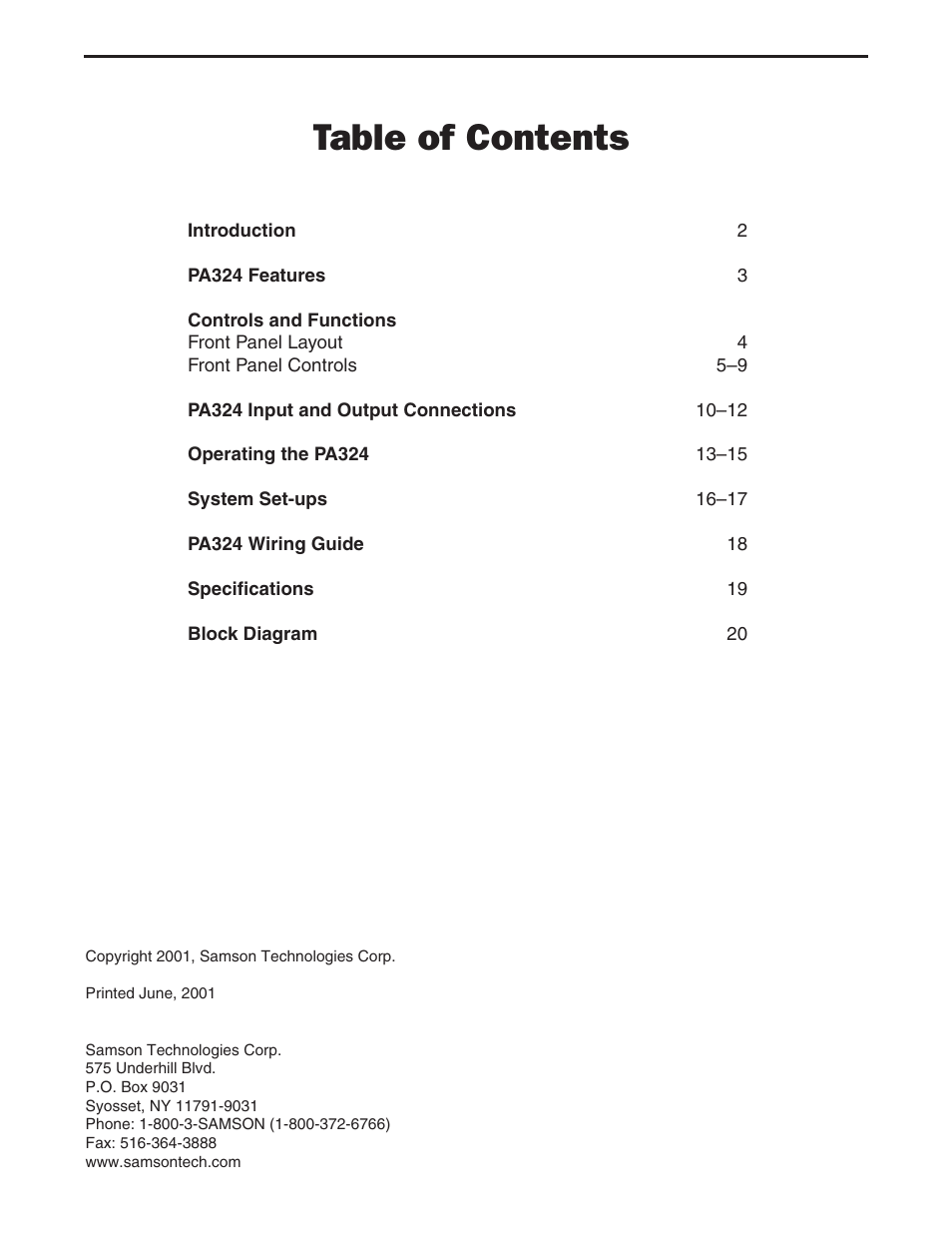 Samson PA324 User Manual | Page 3 / 23