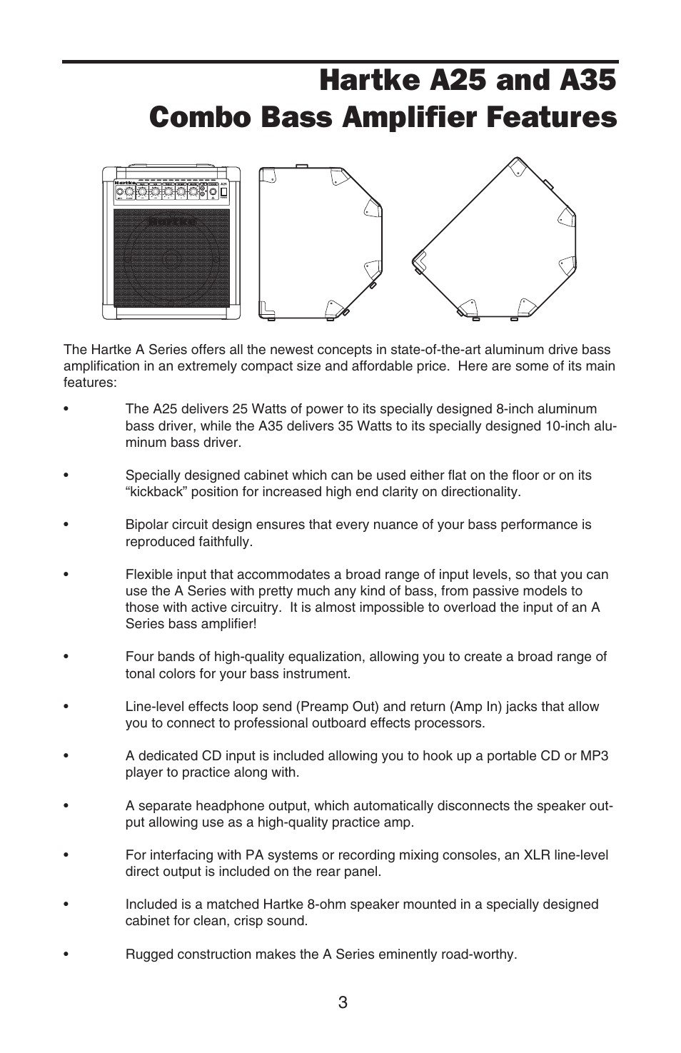 Hartke a25 and a35 combo bass amplifier features | Samson A35 User Manual | Page 5 / 16