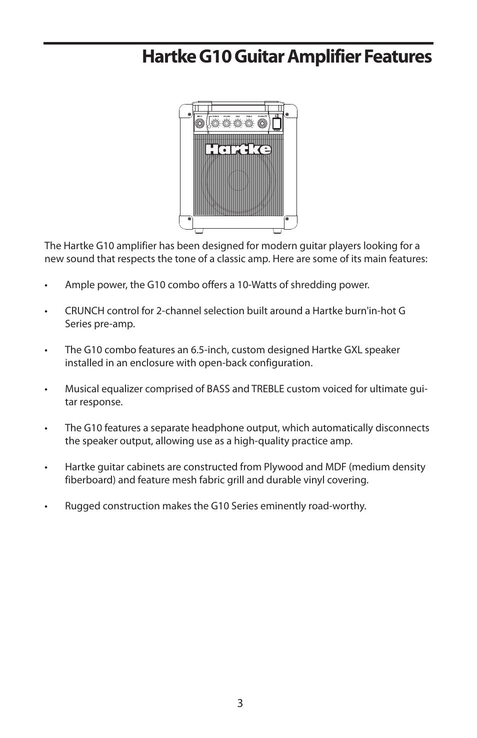 Hartke g10 guitar amplifier features | Samson 10 Watt Guitar Combo G10 User Manual | Page 5 / 12