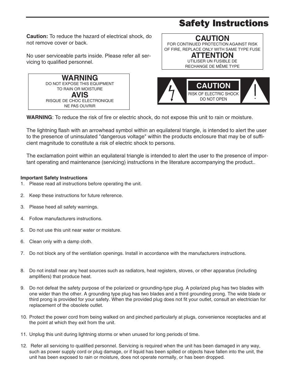 Safety instructions, Warning, Avis | Caution, Attention | Samson Cque 8 User Manual | Page 2 / 20