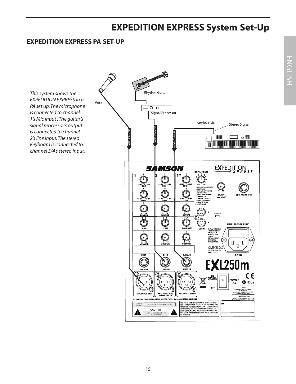 Expedition express system set-up, English | Samson EXL250 User Manual | Page 19 / 76