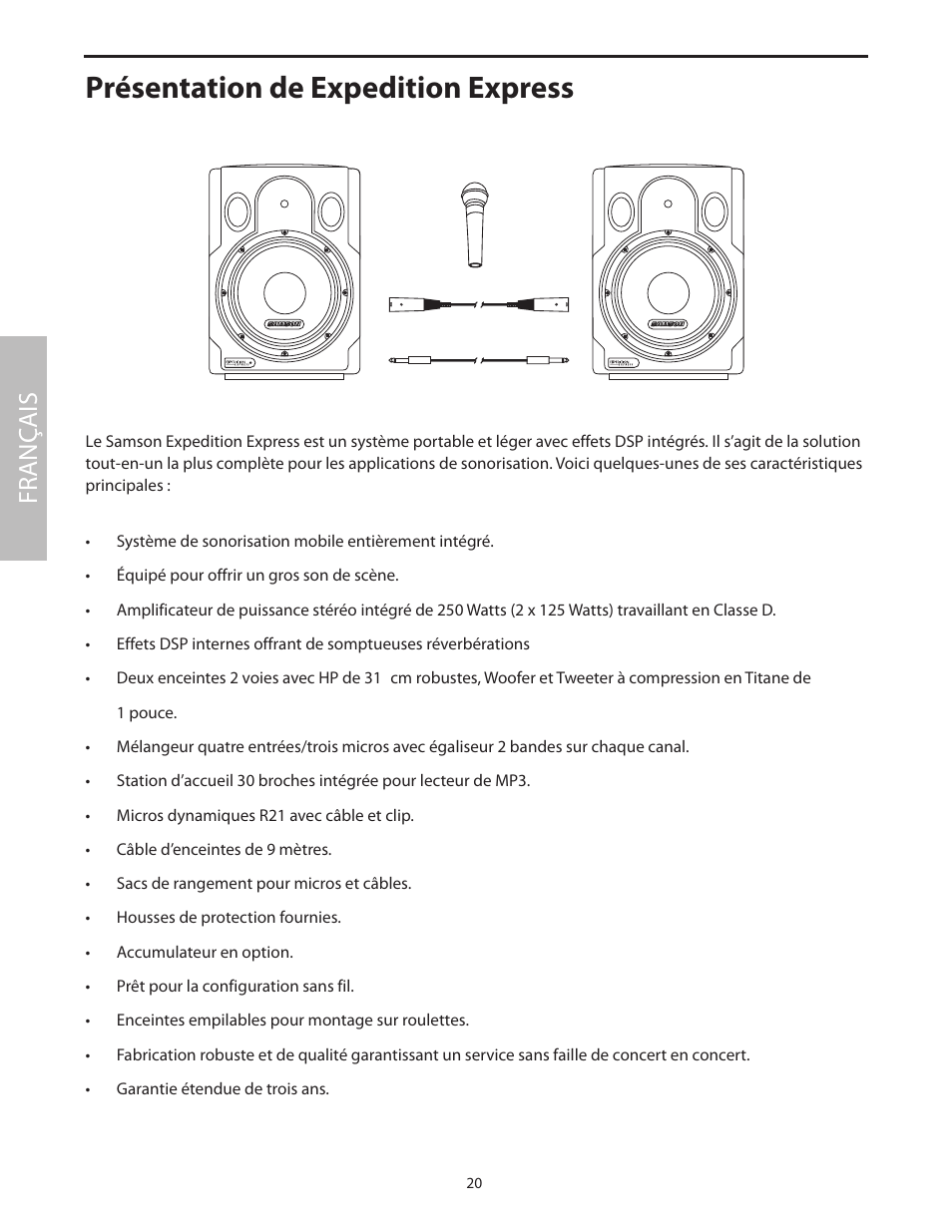 Présentation de expedition express, Fr anç ais | Samson EXL250 User Manual | Page 24 / 76