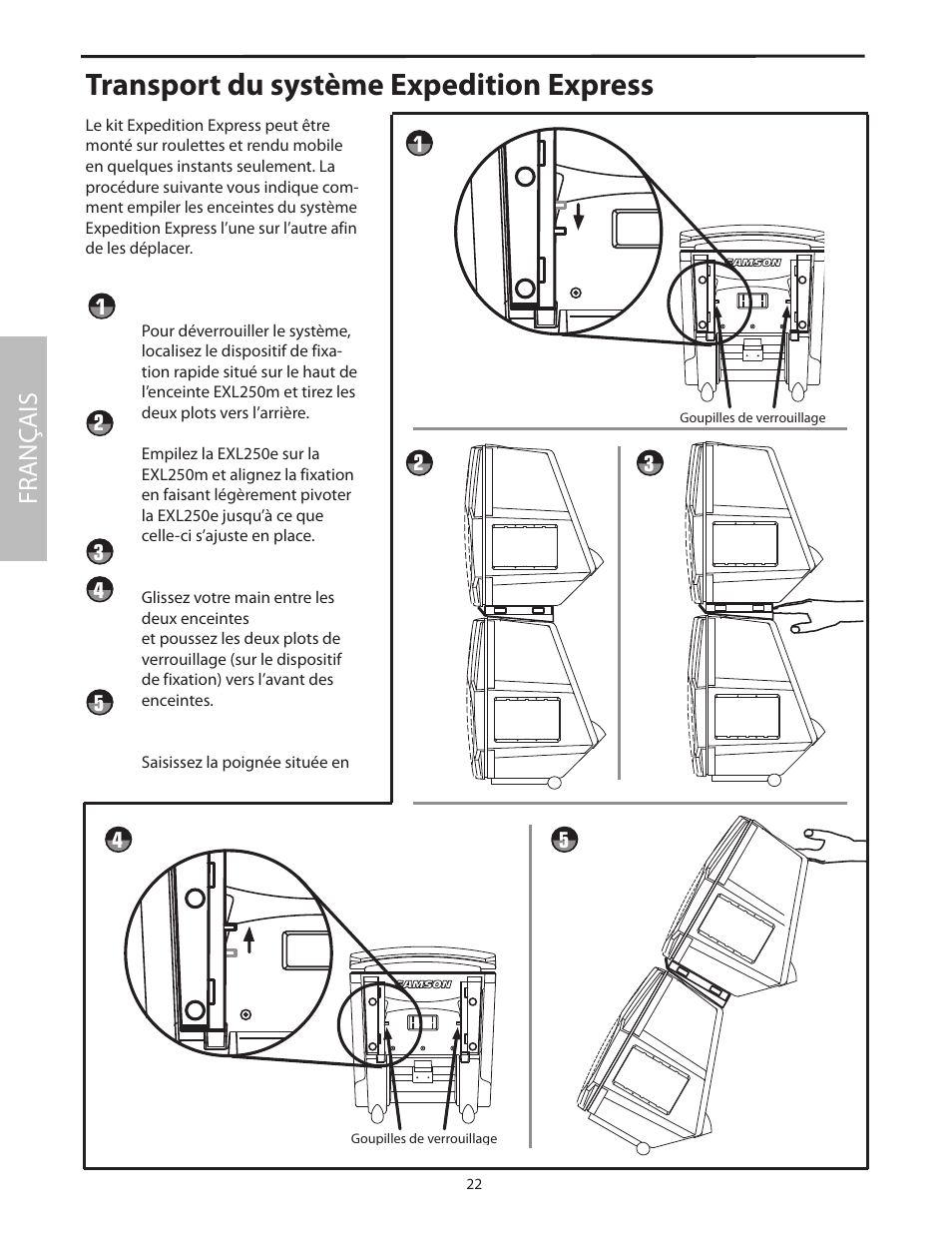 Transport du système expedition express, Fr anç ais | Samson EXL250 User Manual | Page 26 / 76
