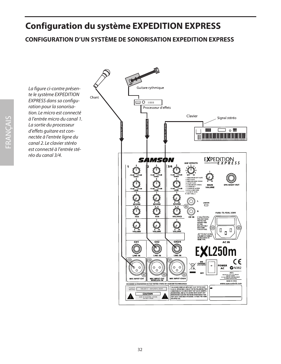 Configuration du système expedition express | Samson EXL250 User Manual | Page 36 / 76