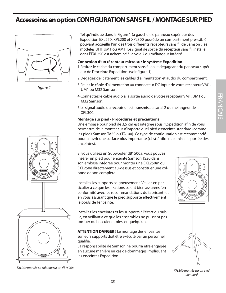 Fr anç ais | Samson EXL250 User Manual | Page 39 / 76