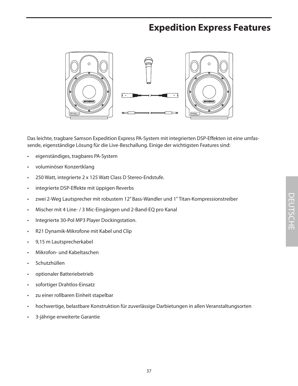 Expedition express features, Deut sche | Samson EXL250 User Manual | Page 41 / 76