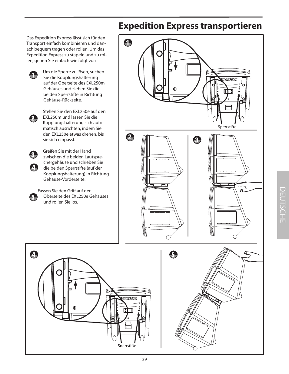 Expedition express transportieren, Deut sche | Samson EXL250 User Manual | Page 43 / 76