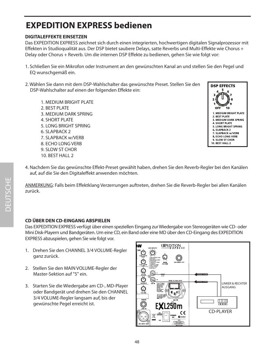 Expedition express bedienen, Deut sche | Samson EXL250 User Manual | Page 52 / 76
