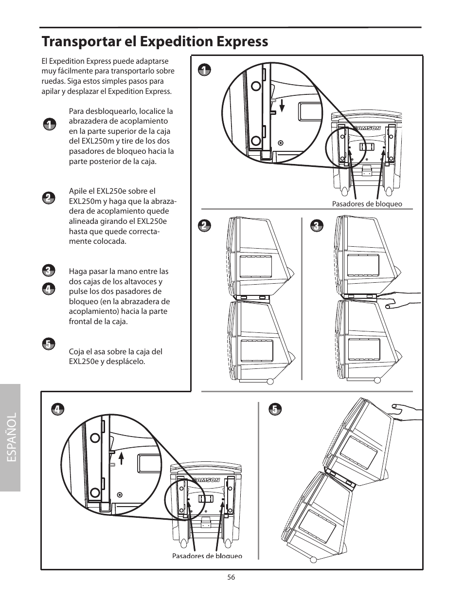 Transportar el expedition express, Esp añol | Samson EXL250 User Manual | Page 60 / 76
