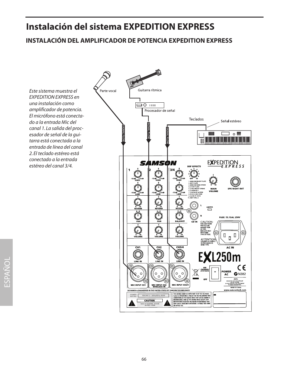 Instalación del sistema expedition express | Samson EXL250 User Manual | Page 70 / 76