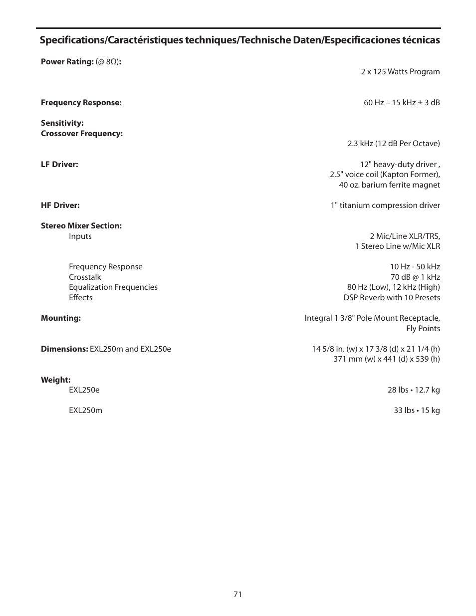 Samson EXL250 User Manual | Page 75 / 76