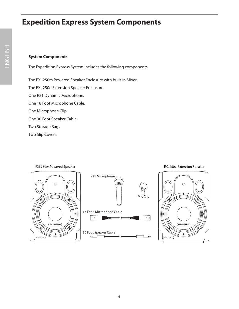 Expedition express system components, English | Samson EXL250 User Manual | Page 8 / 76