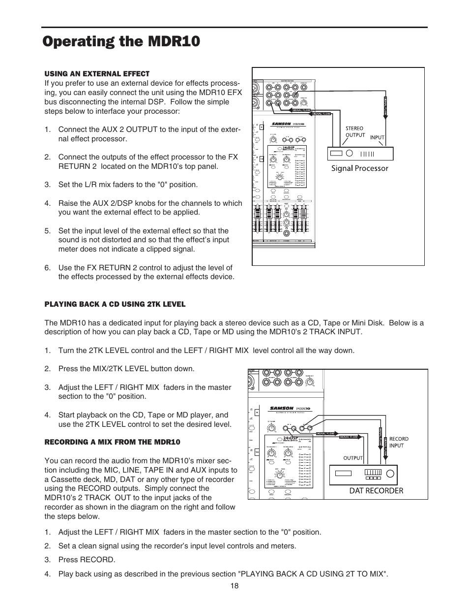 Operating the mdr10 | Samson MDR10 User Manual | Page 20 / 28