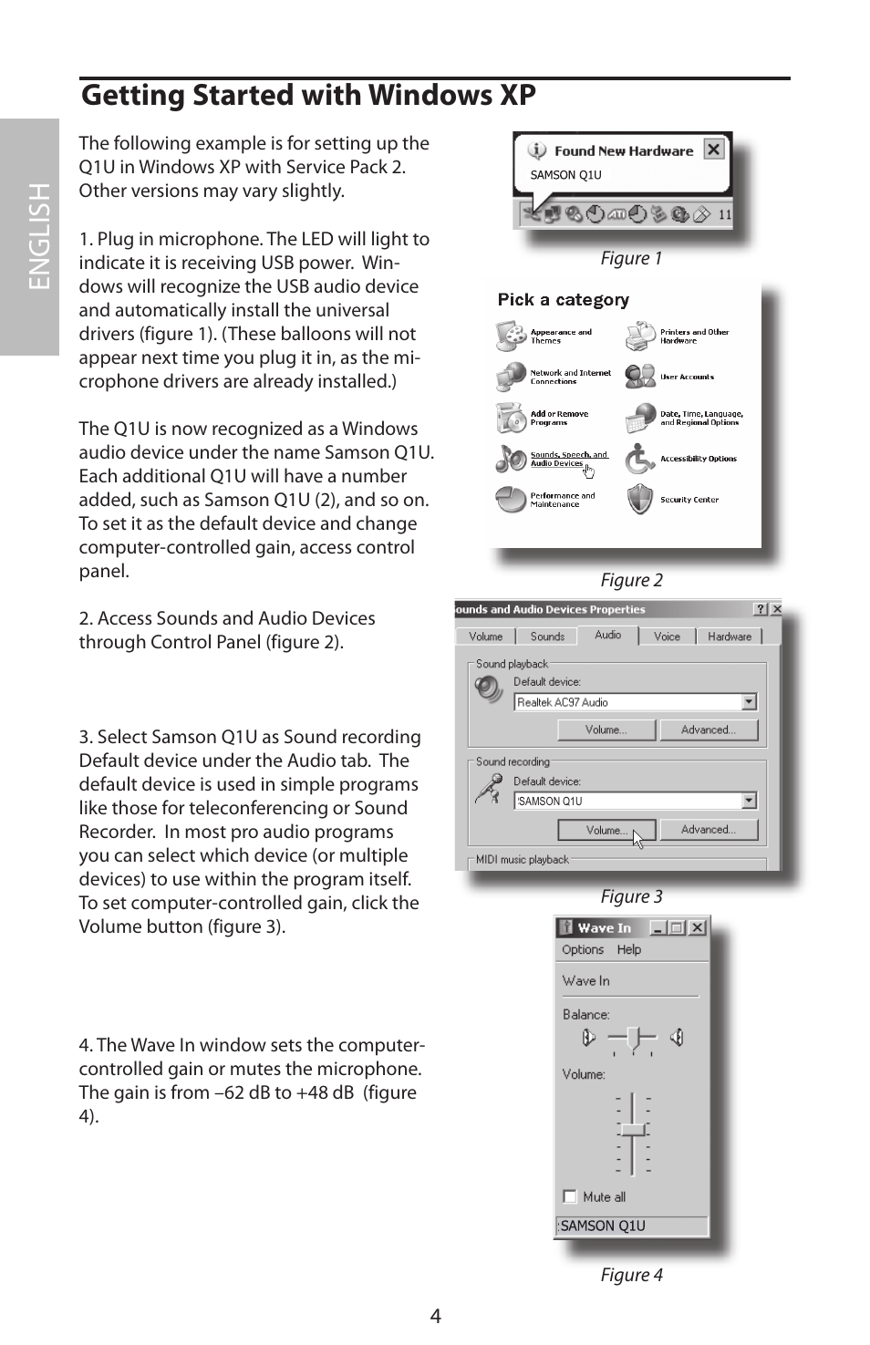 Getting started with windows xp, English | Samson Q1U User Manual | Page 8 / 52