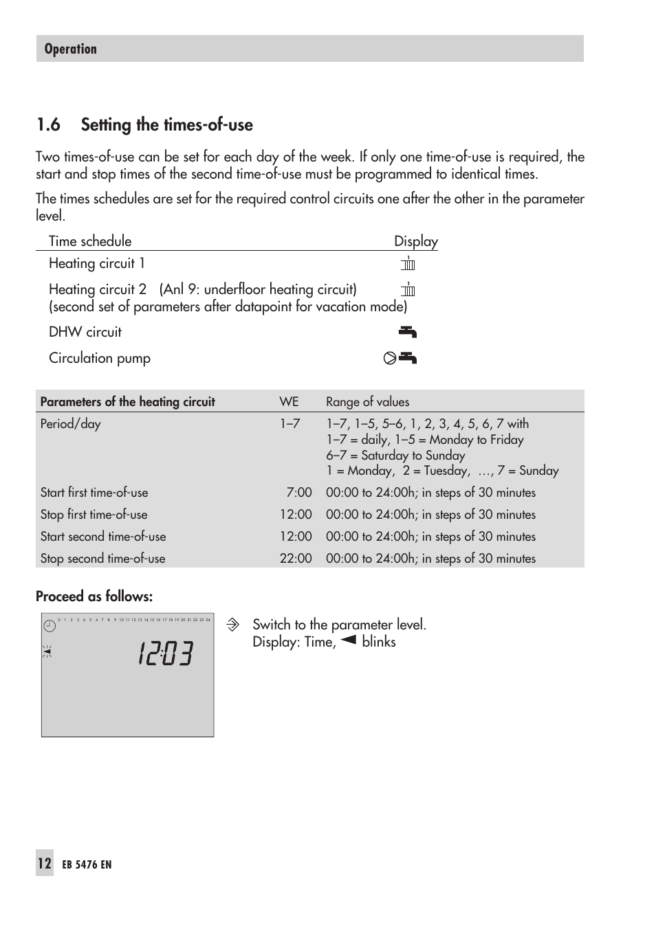 6 set ting the times-of-use 12, Set ting 12, Setting the times-of-use | 6 setting the times-of-use | Samson 5476 User Manual | Page 12 / 114