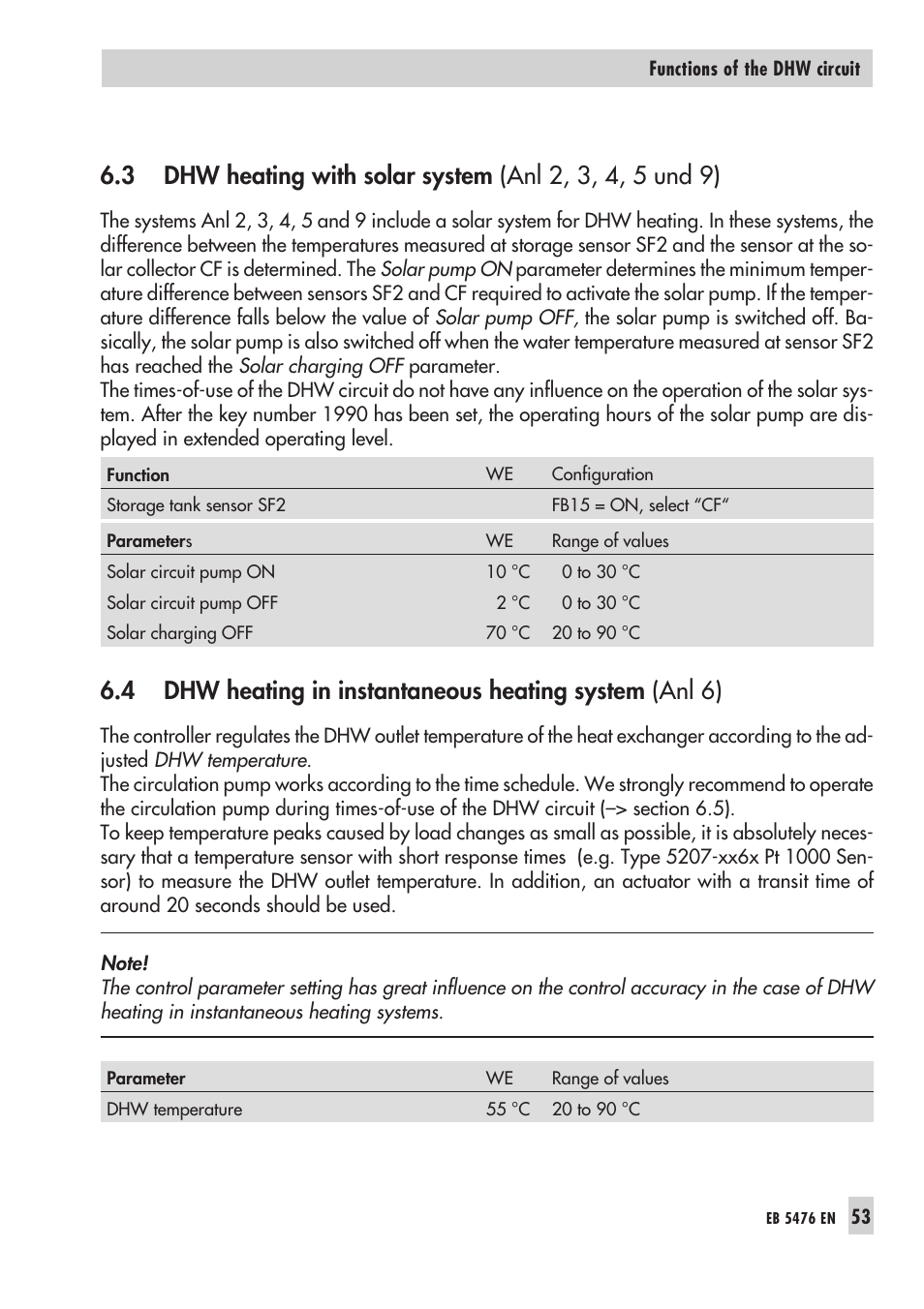 In inst an ta ne ous hea ting sys tem 53, In so lar sys tem 53 | Samson 5476 User Manual | Page 53 / 114