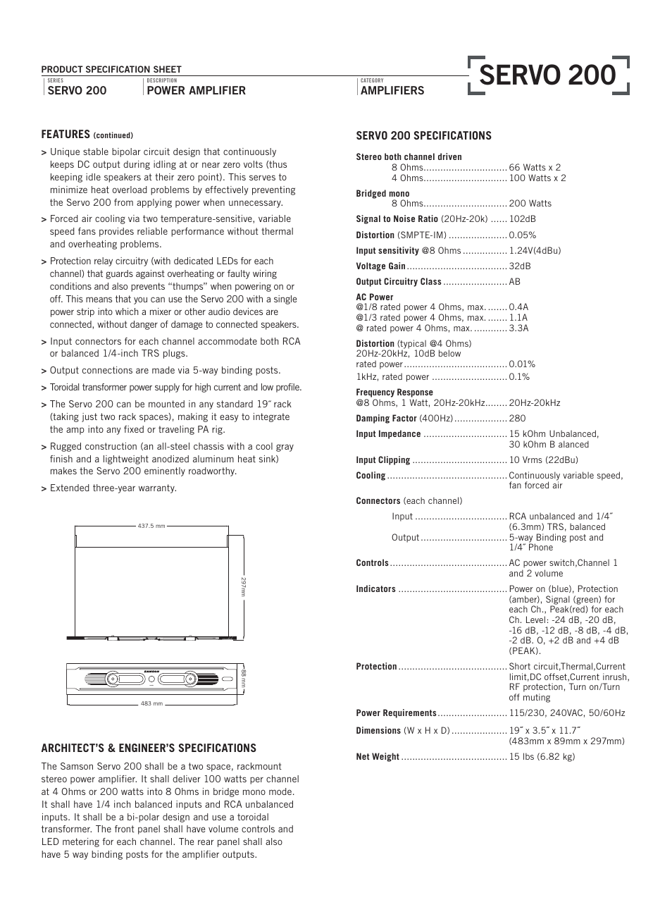 Servo 200 | Samson SERVO 200 User Manual | Page 2 / 2