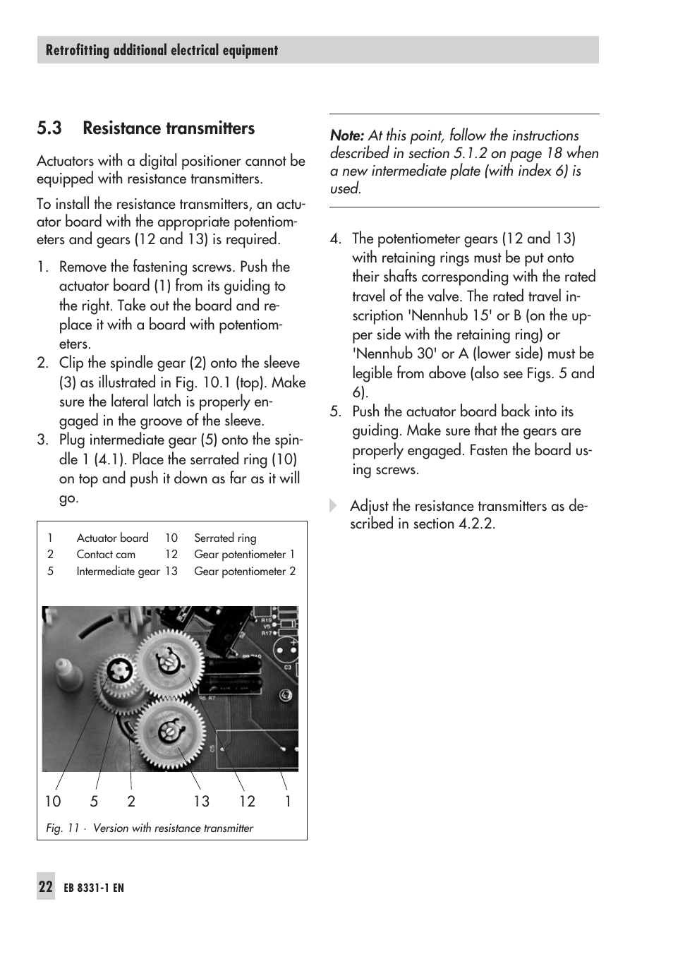 3 resistance transmitters 22, 3 resistance transmitters | Samson Electri Actuator Type 3374 EB 8331-1 EN User Manual | Page 22 / 28