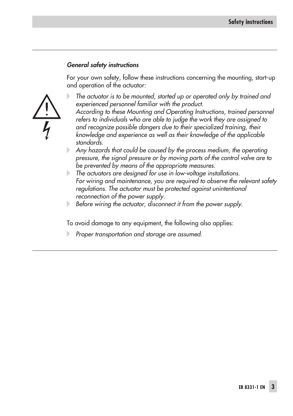 Samson Electri Actuator Type 3374 EB 8331-1 EN User Manual | Page 3 / 28