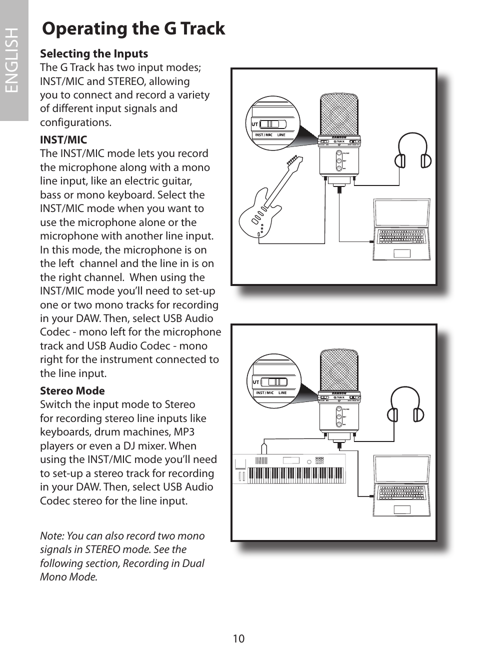 Operating the g track, English | Samson G Track User Manual | Page 12 / 88