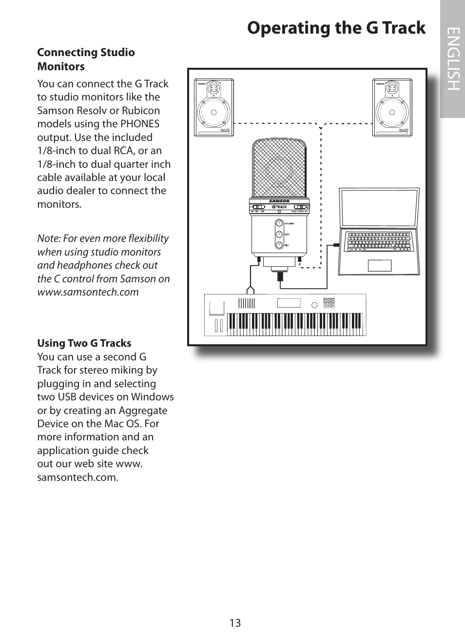 Operating the g track, English | Samson G Track User Manual | Page 15 / 88
