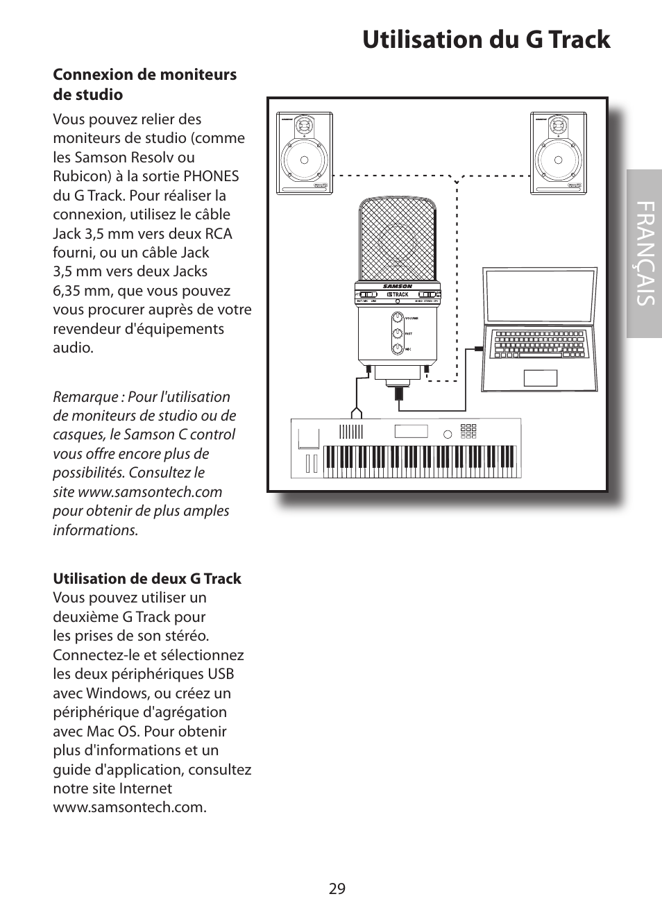 Utilisation du g track, Fr anç ais | Samson G Track User Manual | Page 31 / 88