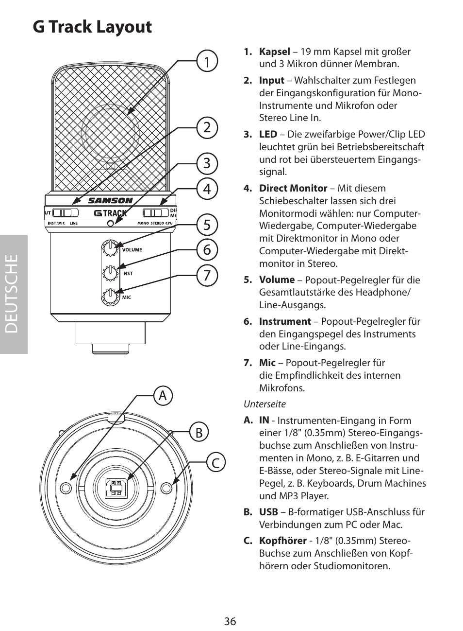 G track layout, Deut sche | Samson G Track User Manual | Page 38 / 88