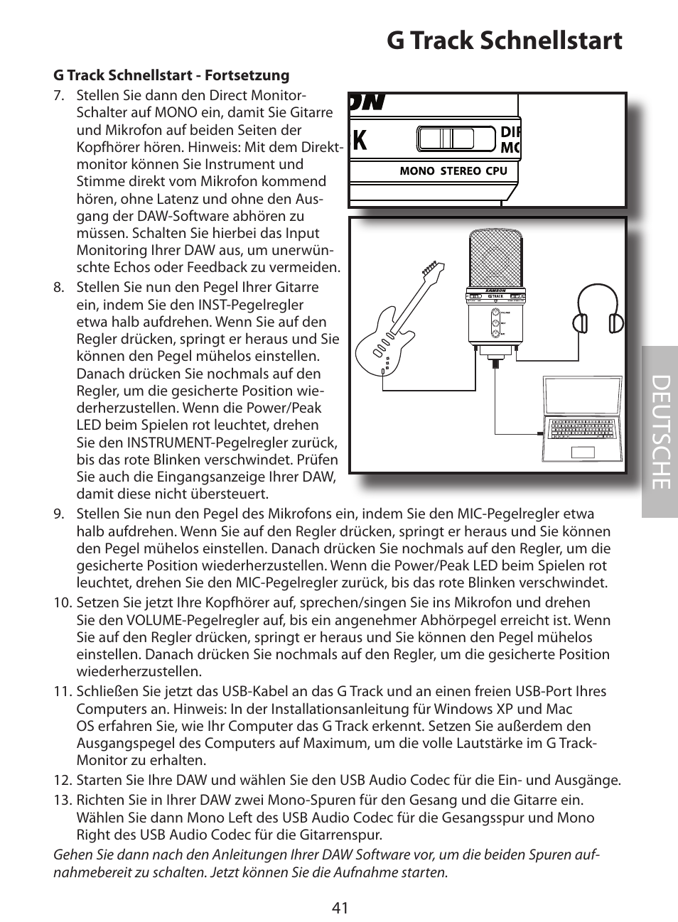 G track schnellstart, Deut sche | Samson G Track User Manual | Page 43 / 88