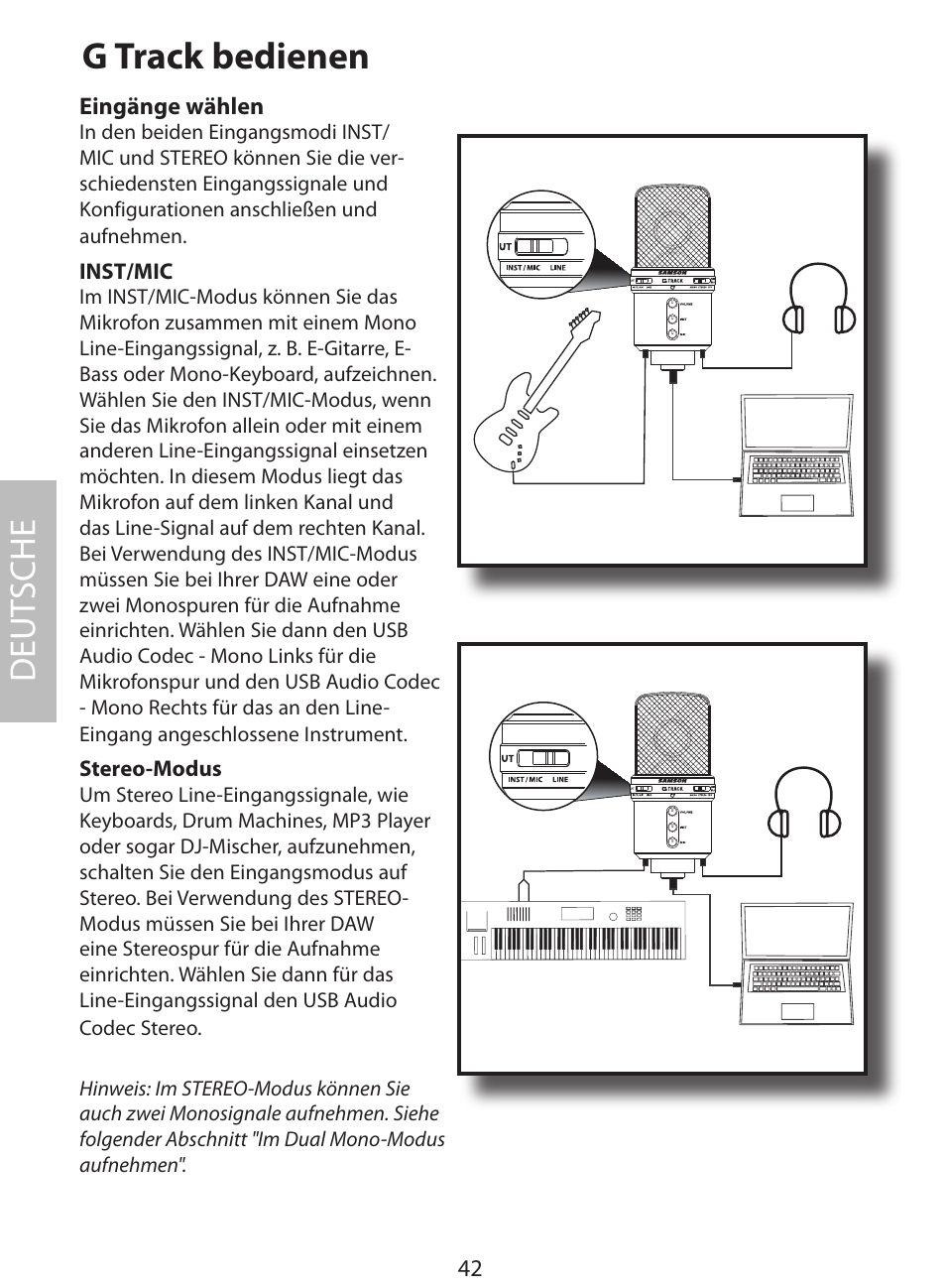 G track bedienen, Deut sche | Samson G Track User Manual | Page 44 / 88