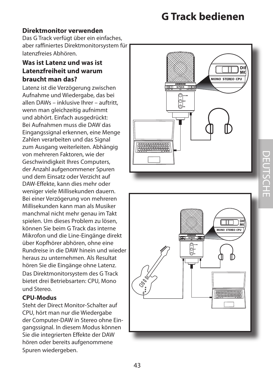G track bedienen, Deut sche | Samson G Track User Manual | Page 45 / 88